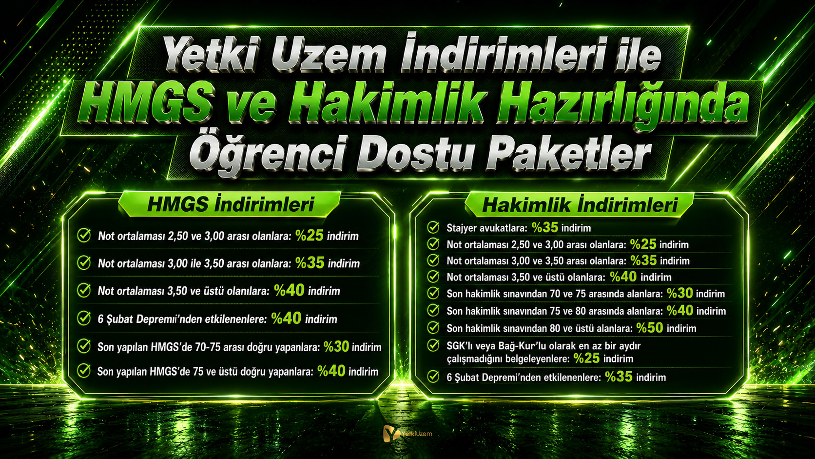 Yetki Uzem İndirimleri ile HMGS ve Hakimlik Hazırlığında Öğrenci Dostu Paketler